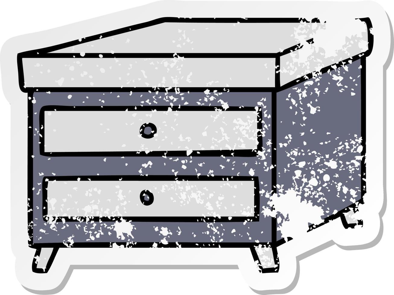 distressed sticker cartoon doodle of a bedside table vector