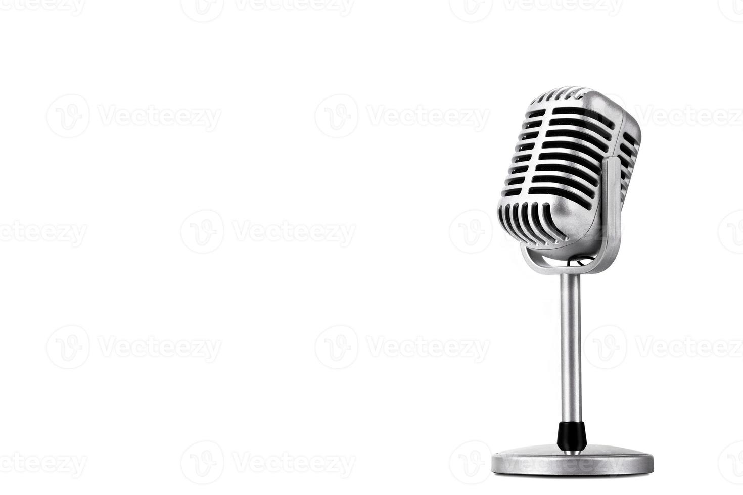 Retro style microphone isolated on white background photo