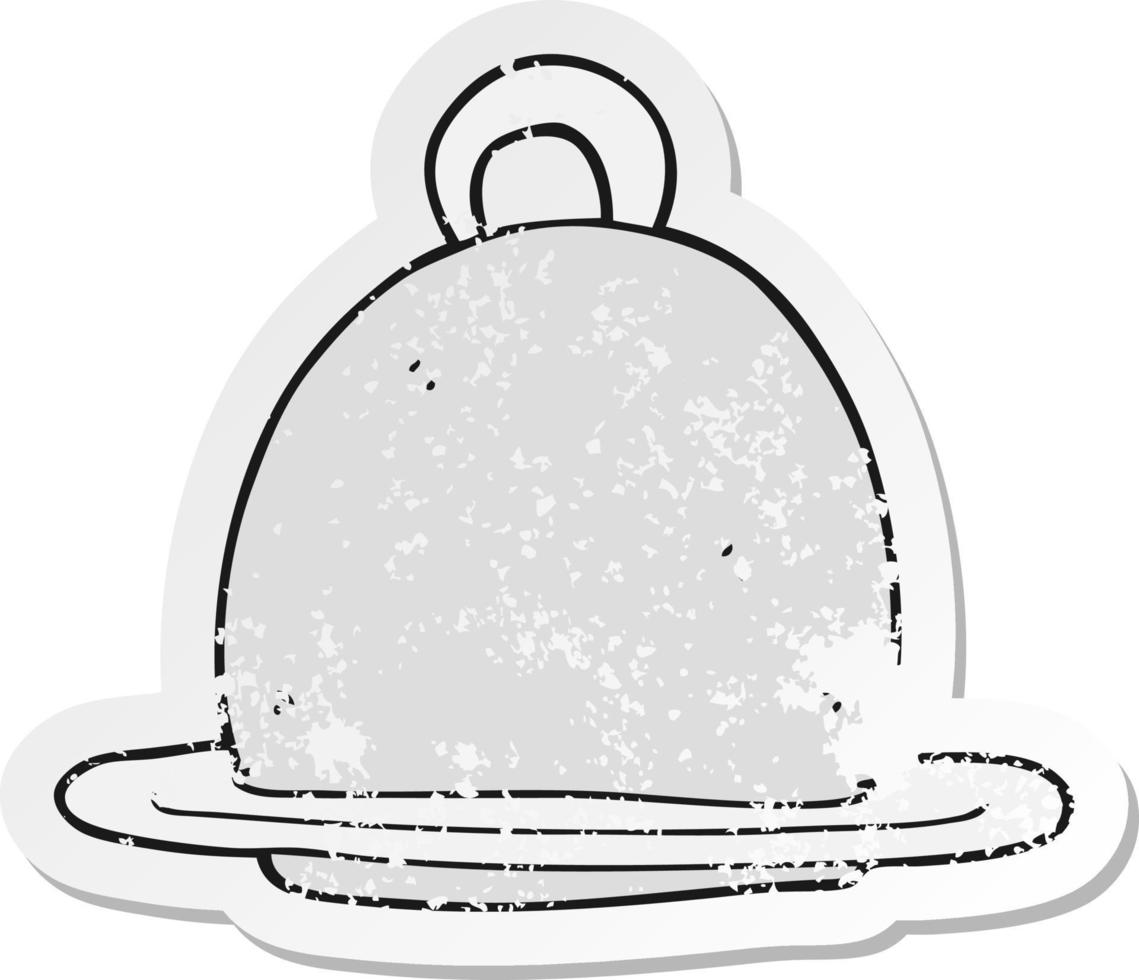retro distressed sticker of a cartoon dinner service vector