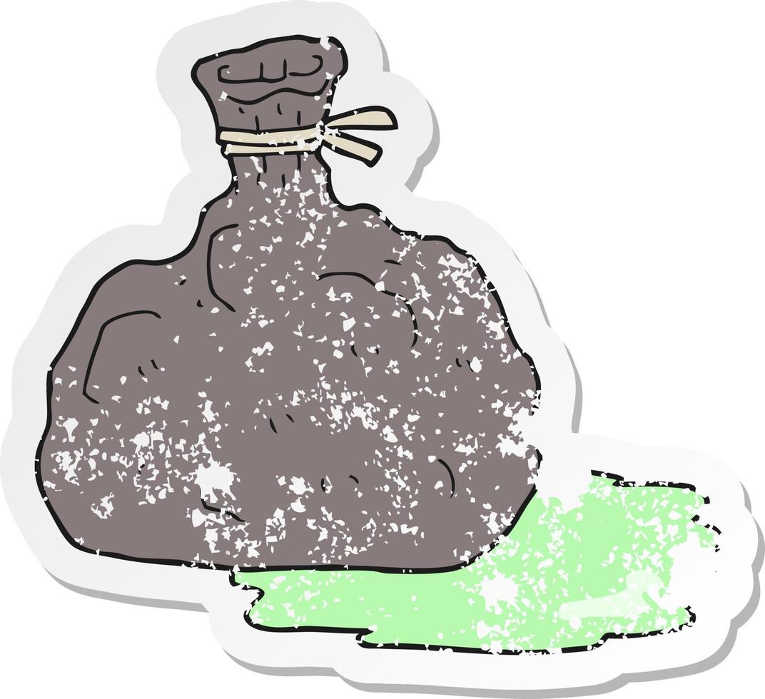 retro distressed sticker of a cartoon bag of garbage vector