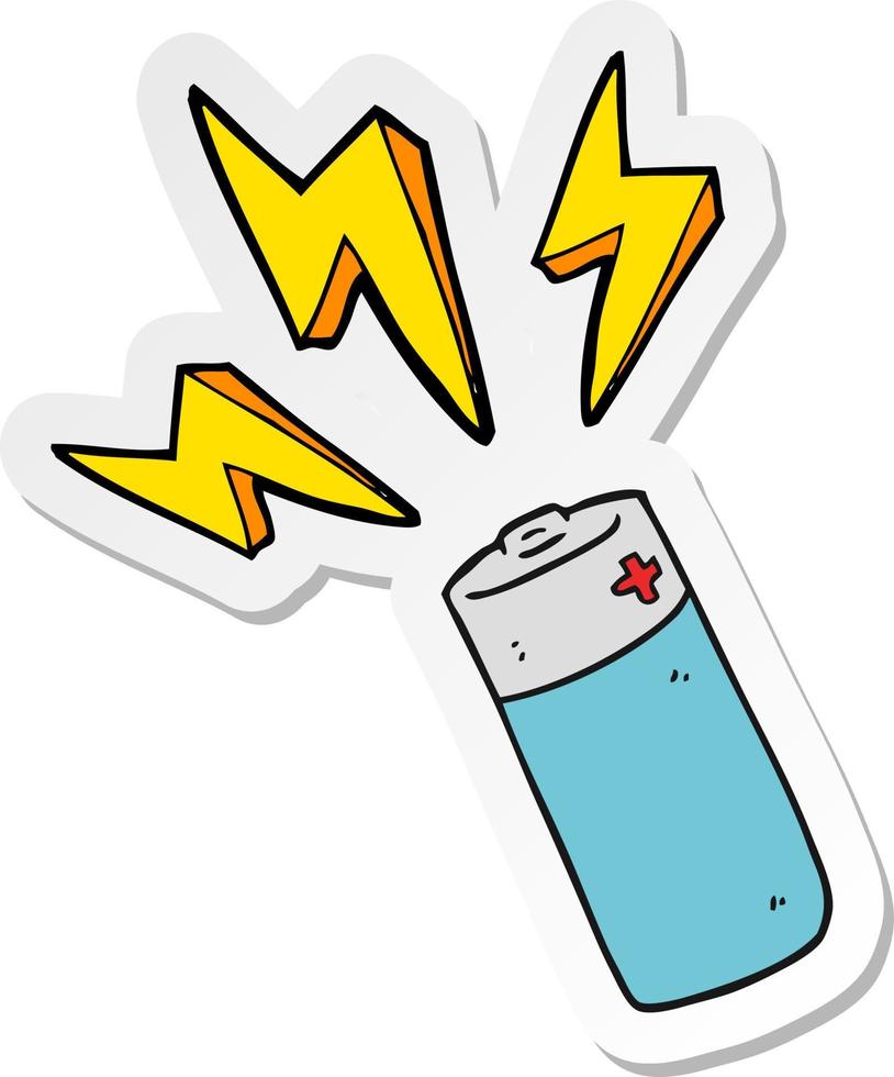 sticker of a cartoon battery vector