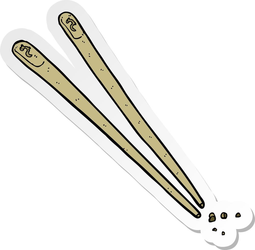 sticker of a cartoon chopsticks vector