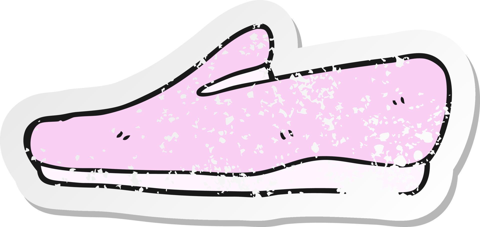 retro distressed sticker of a cartoon slipper vector