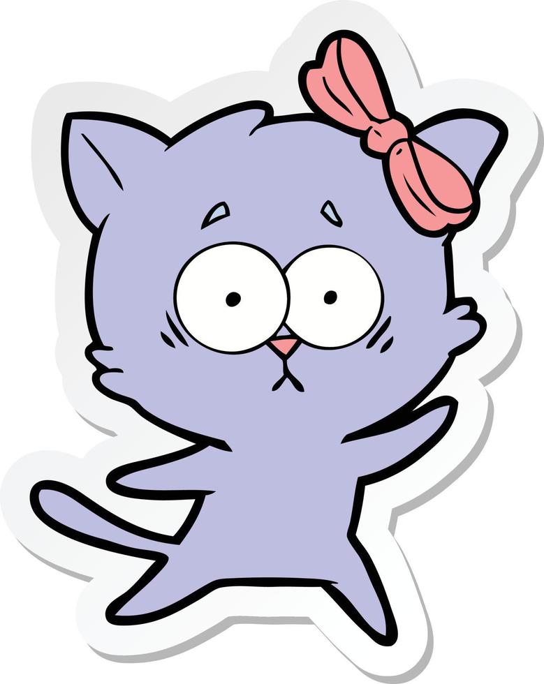 sticker of a cartoon cat vector