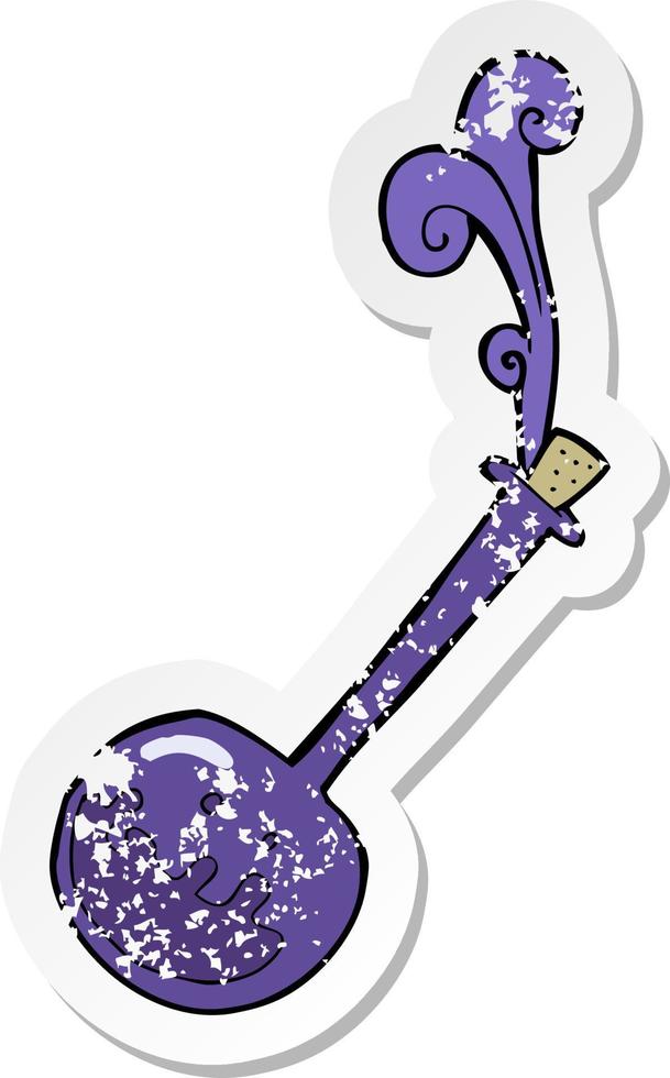 retro distressed sticker of a cartoon bubbling chemicals vector