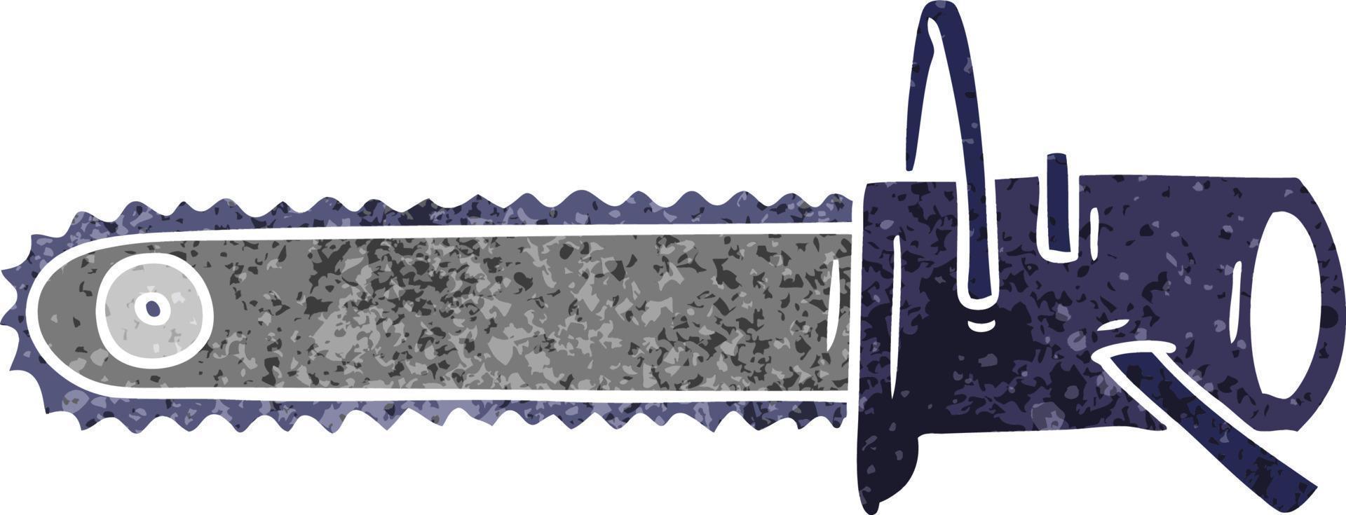 retro cartoon doodle fo a chain saw vector