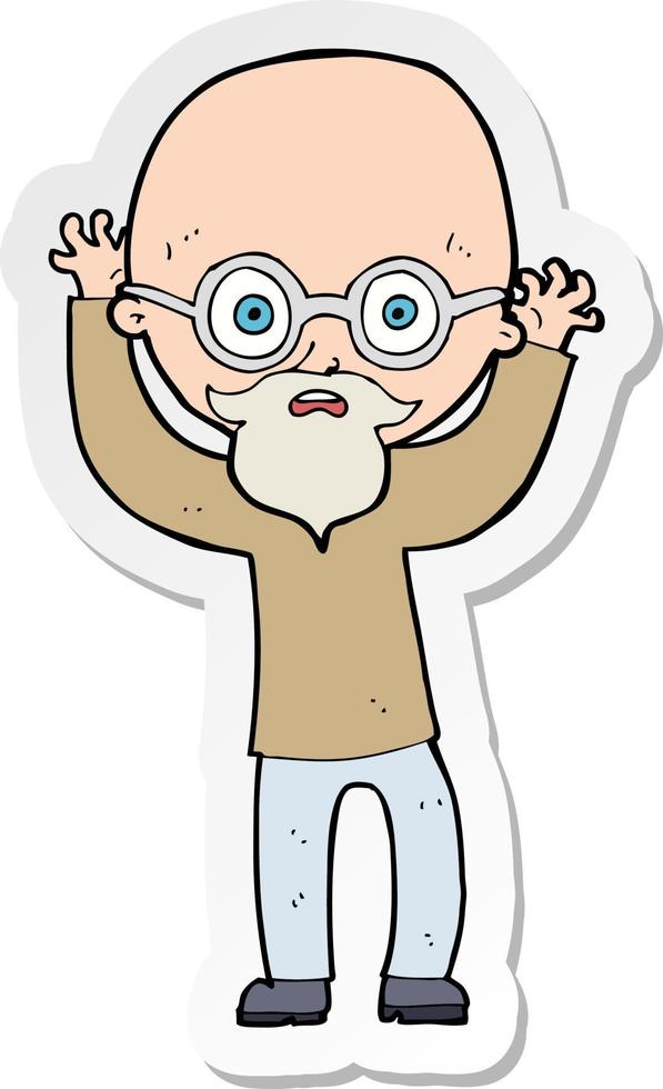 sticker of a cartoon stressed bald man vector