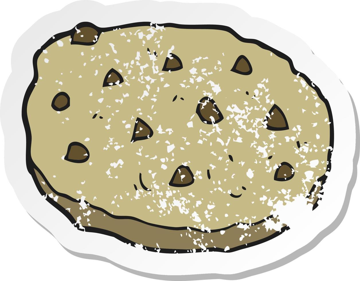 retro distressed sticker of a cartoon cookie vector