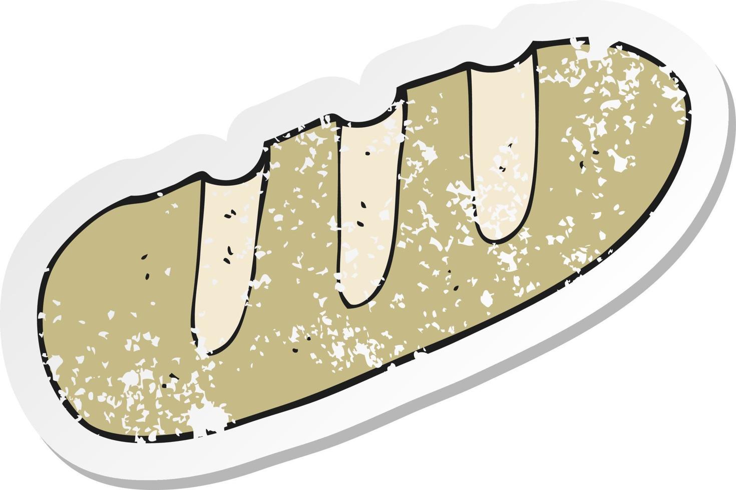 retro distressed sticker of a cartoon loaf of bread vector