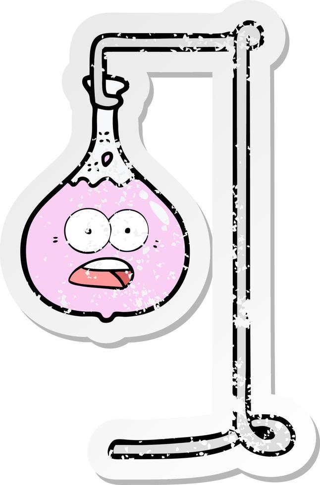 distressed sticker of a cartoon science experiment vector