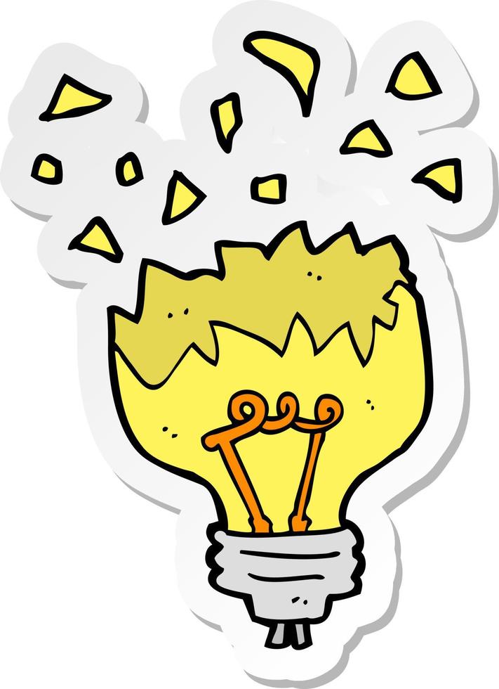 sticker of a cartoon light bulb exploding vector