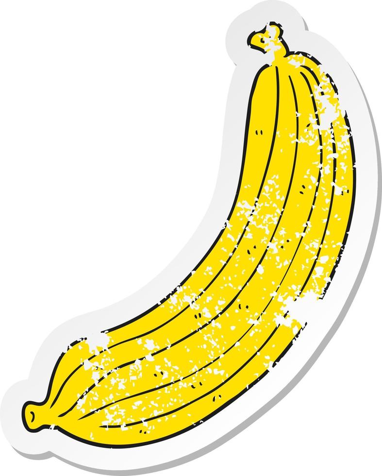 pegatina retro angustiada de un plátano de dibujos animados vector