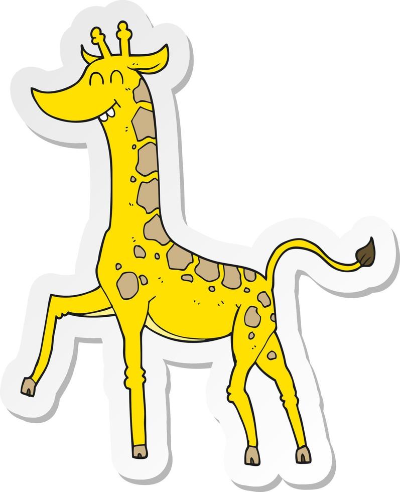 sticker of a cartoon giraffe vector