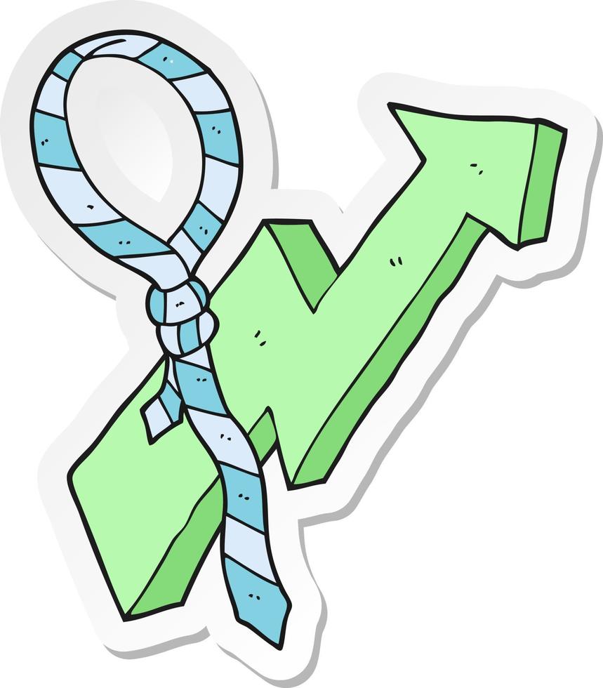 sticker of a cartoon work tie and arrow progress symbol vector