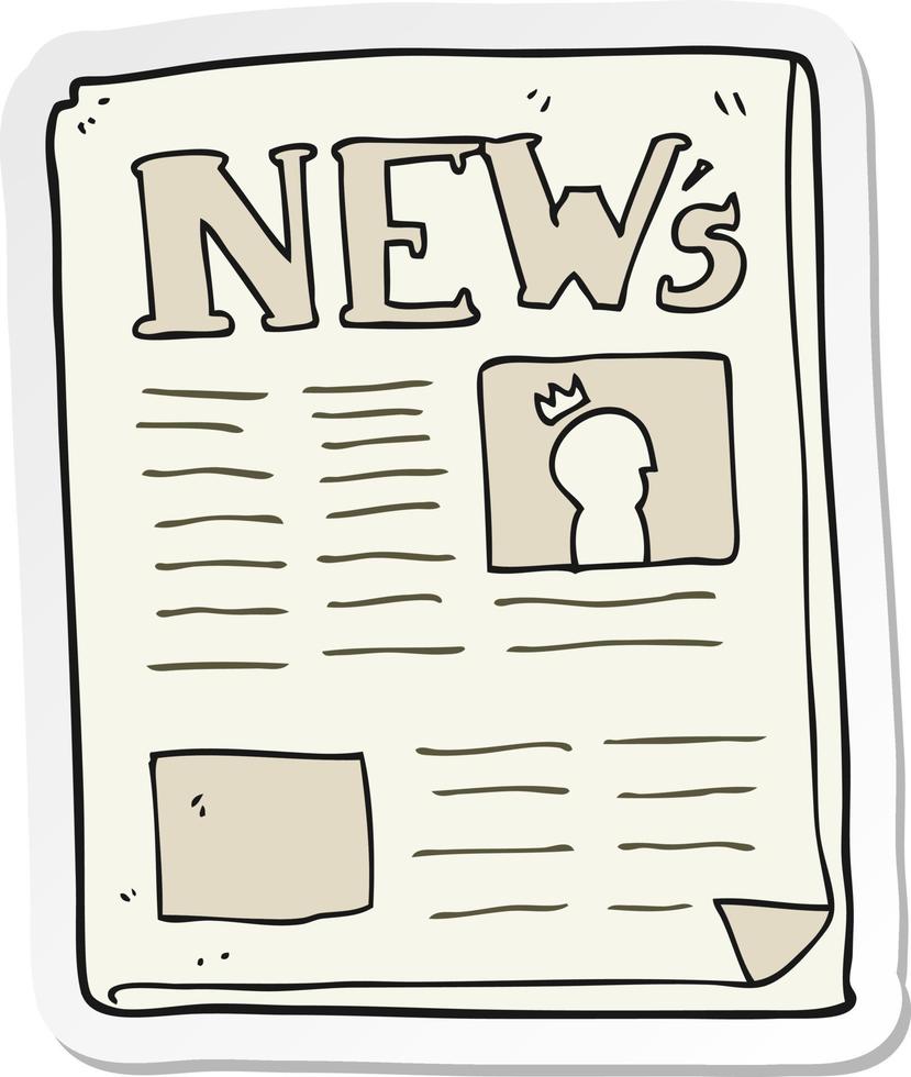 sticker of a cartoon newspaper vector