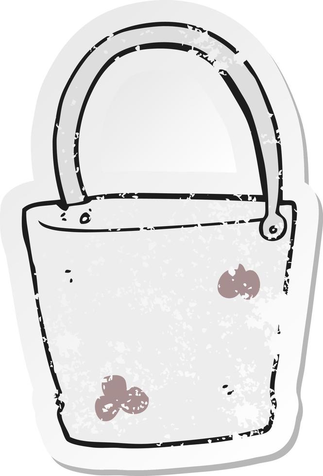 retro distressed sticker of a cartoon bucket vector