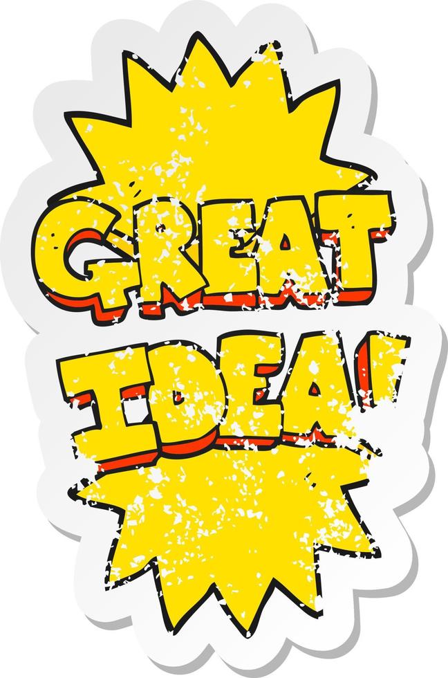 retro distressed sticker of a cartoon great idea symbol vector