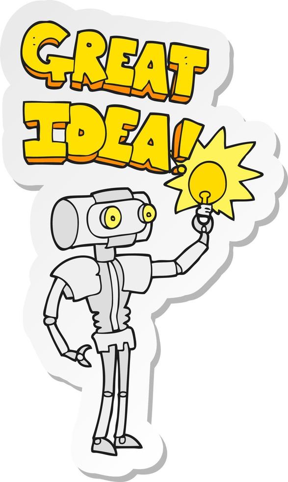 sticker of a cartoon robot with great idea vector