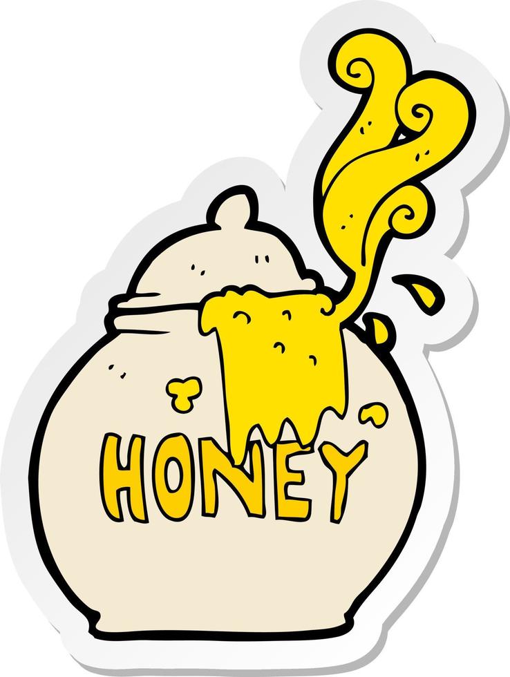 sticker of a cartoon honey pot vector