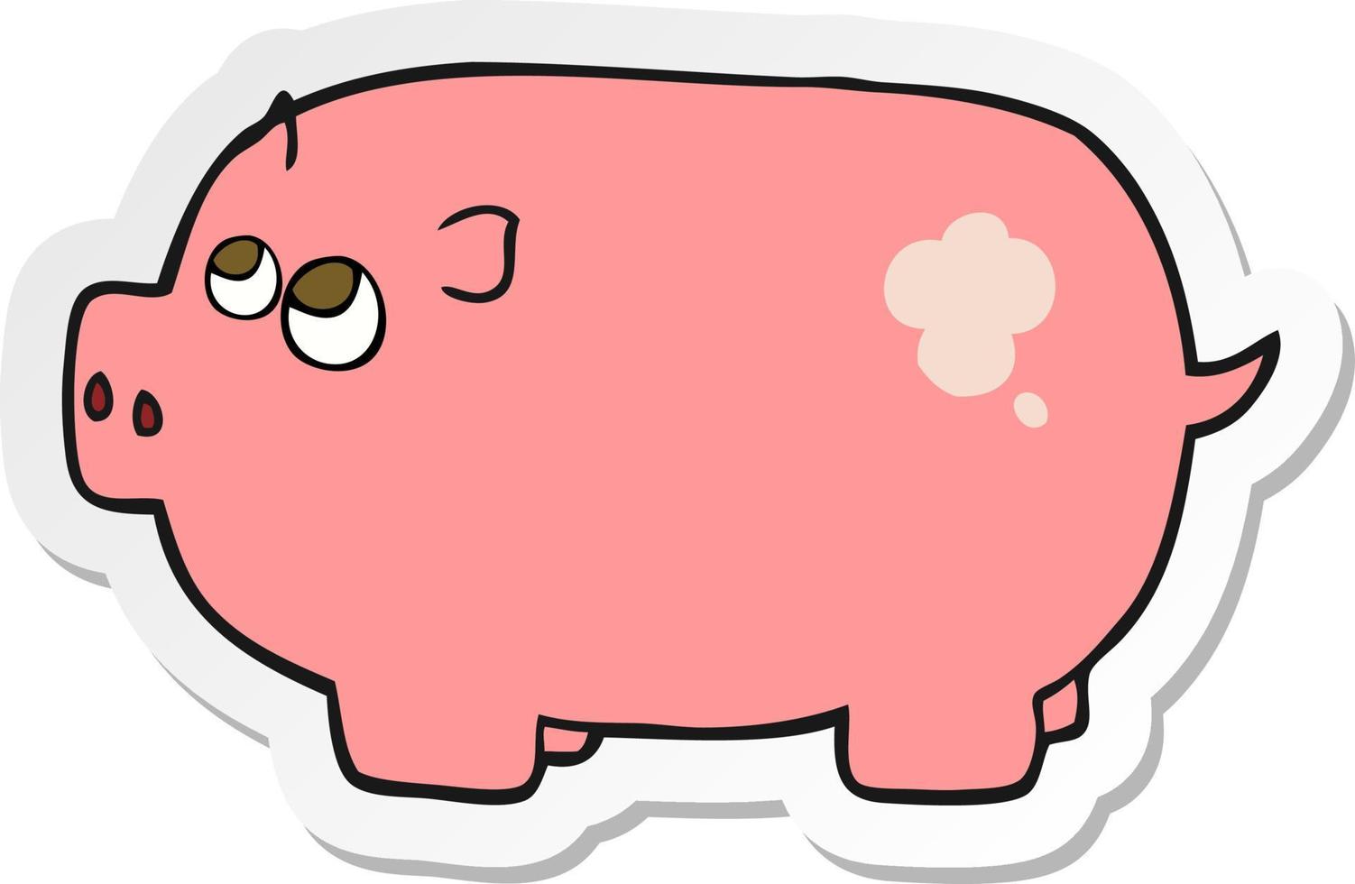 sticker of a cartoon piggy bank vector