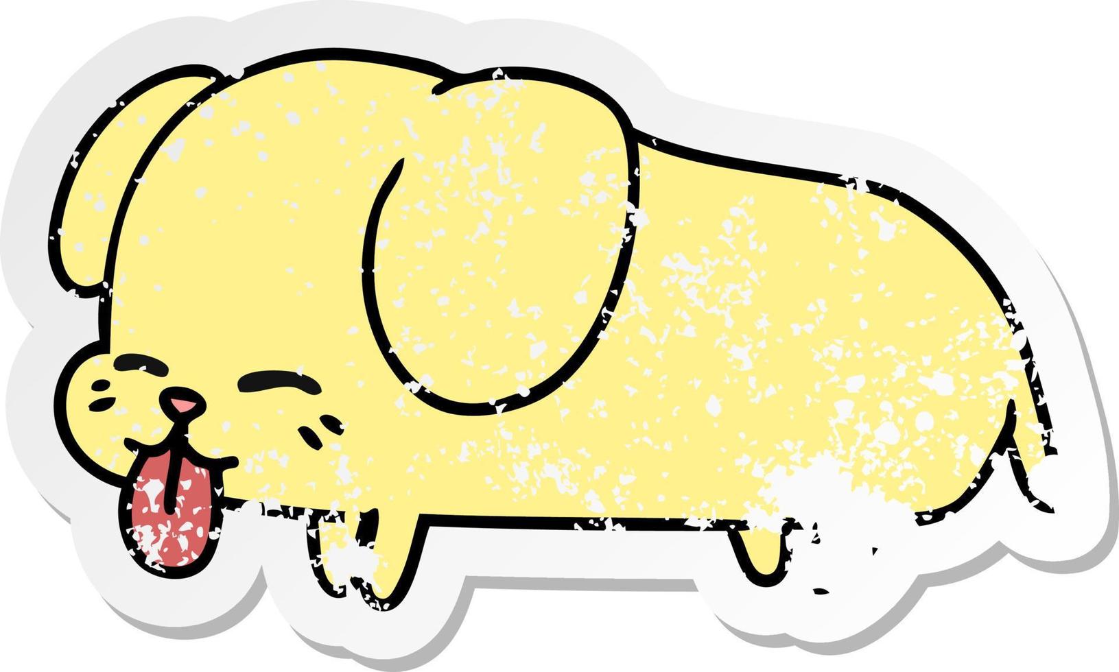 distressed sticker cartoon of cute kawaii dog vector