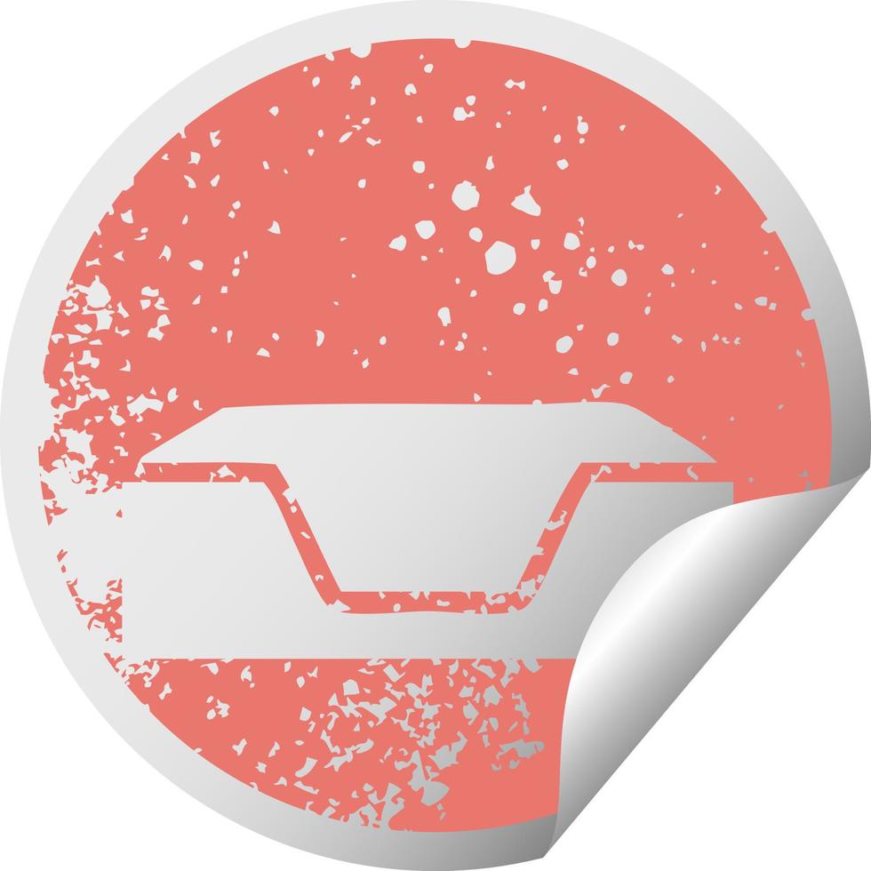 símbolo de pegatina de peeling circular angustiado vacío en la bandeja vector