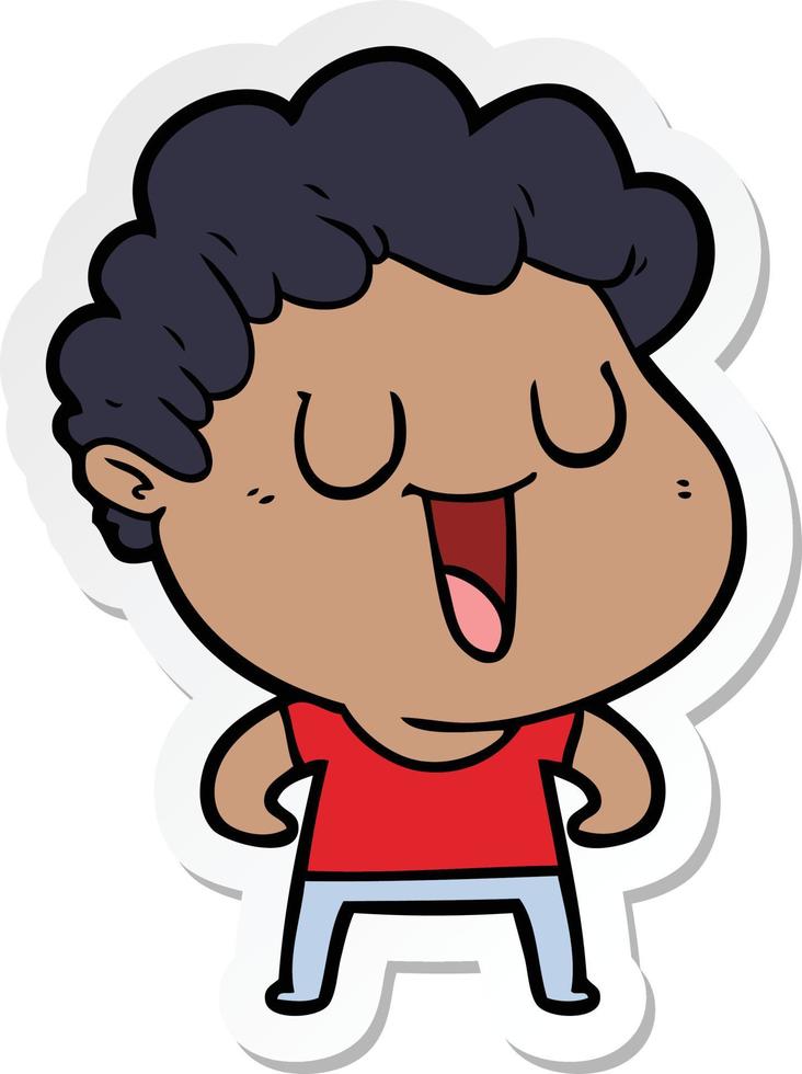 sticker of a laughing cartoon man vector