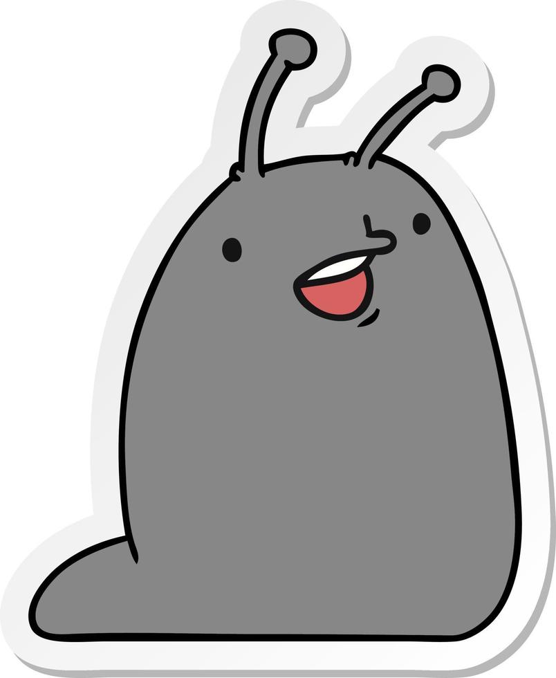 sticker cartoon of a cute kawaii slug vector
