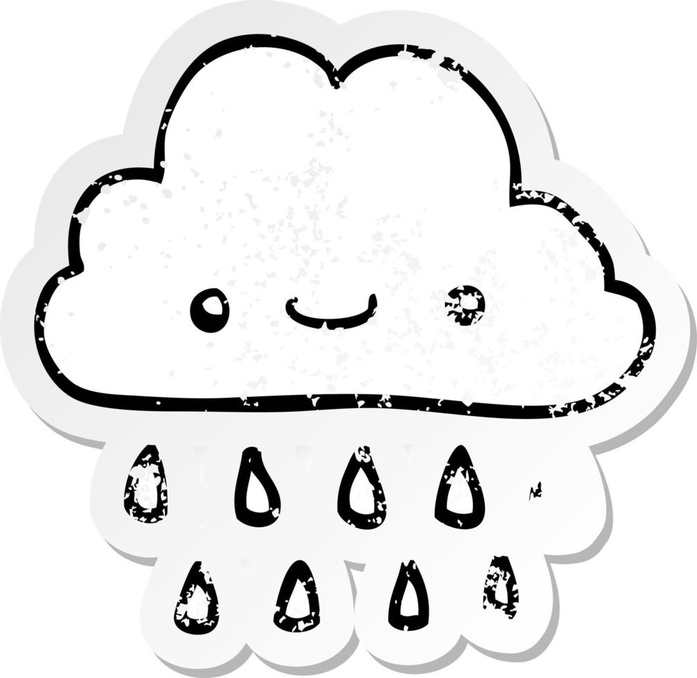 distressed sticker of a cartoon storm cloud vector