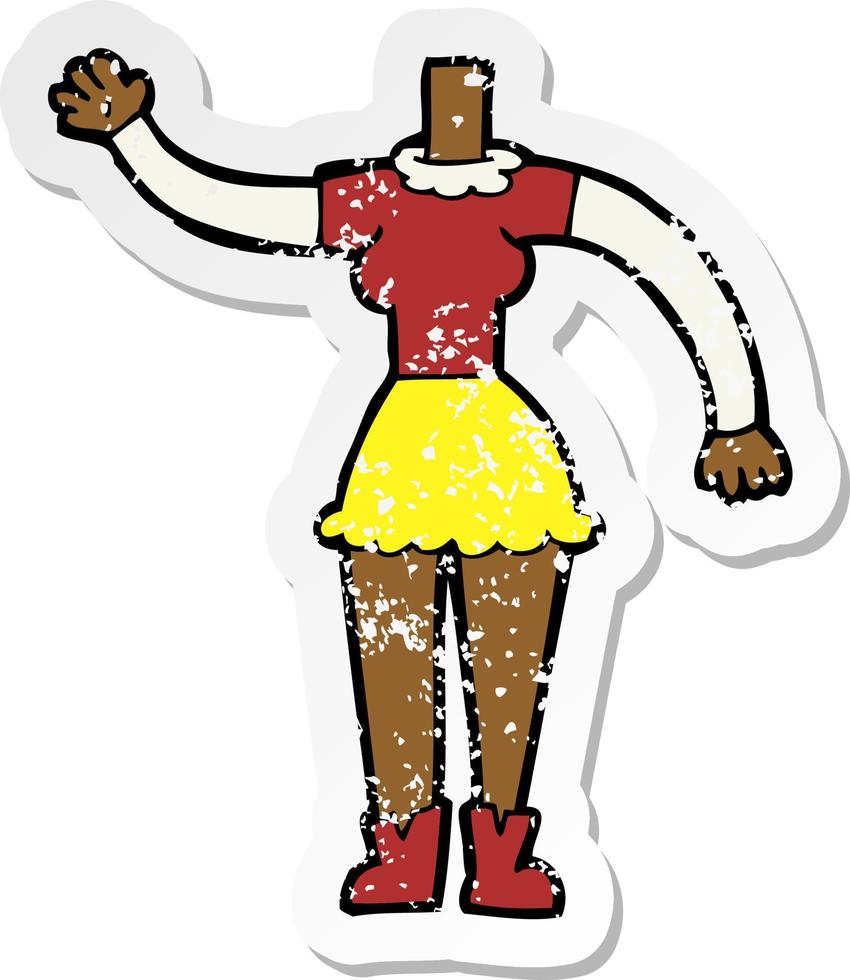 retro distressed sticker of a cartoon female body vector