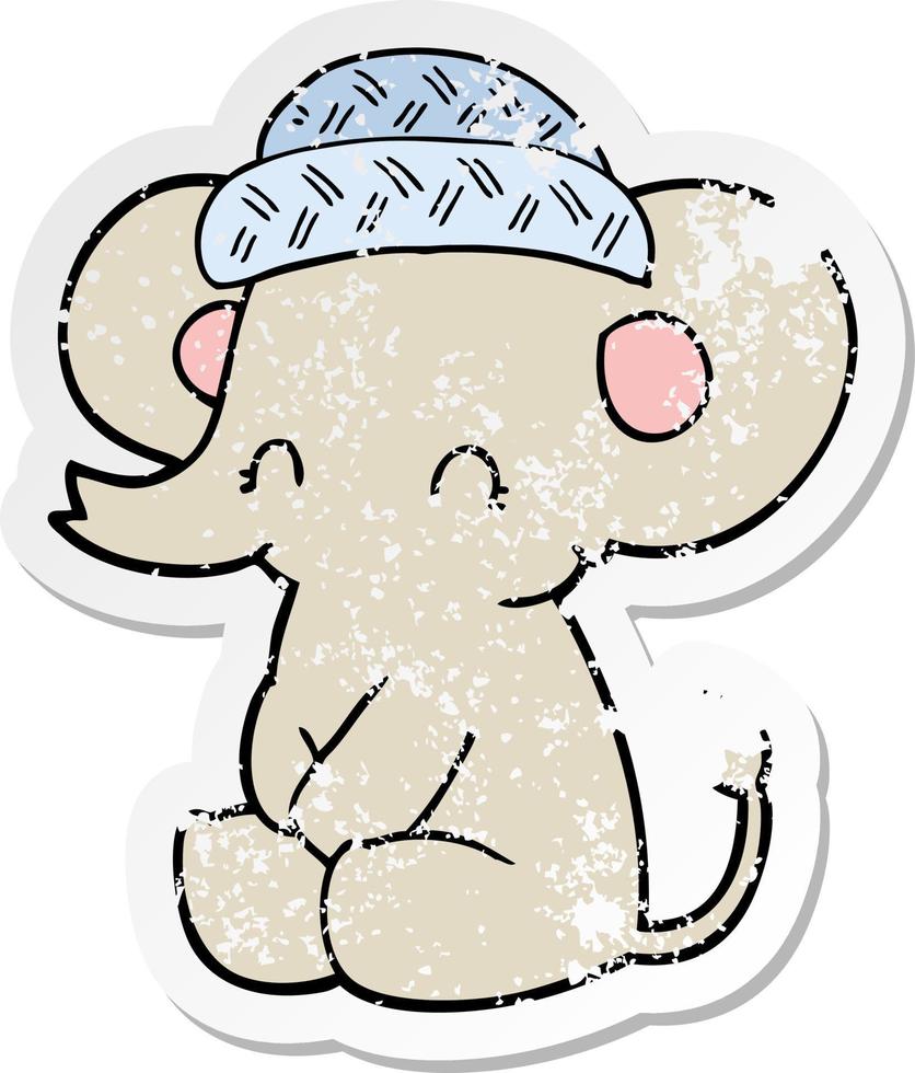 distressed sticker of a cartoon cute elephant vector