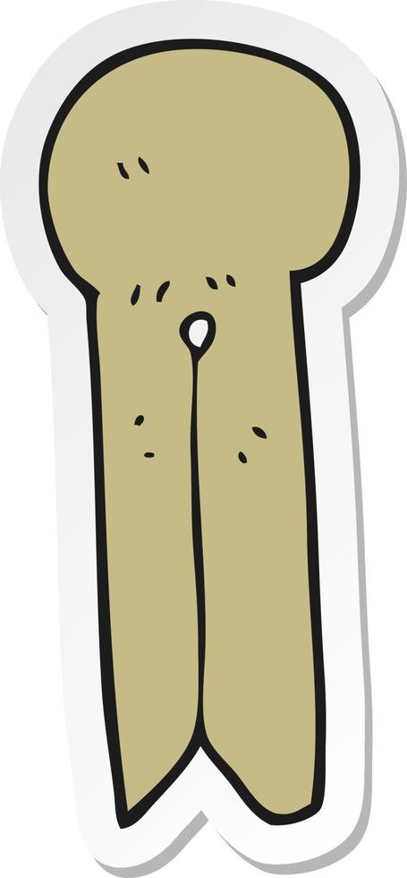 sticker of a cartoon old style wooden peg vector