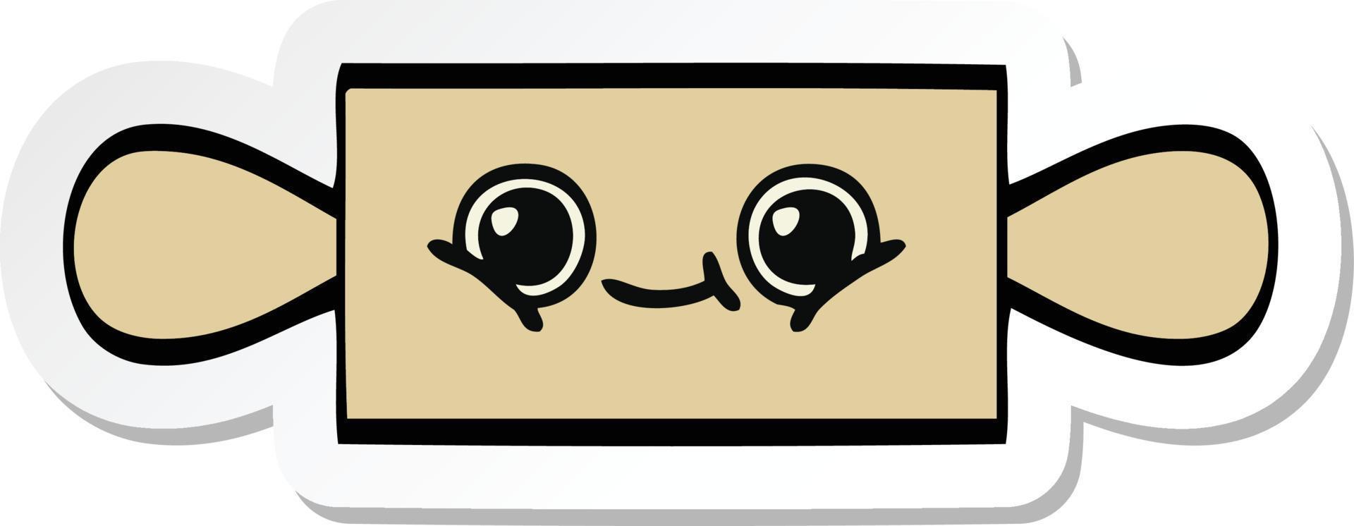 sticker of a cute cartoon rolling pin vector