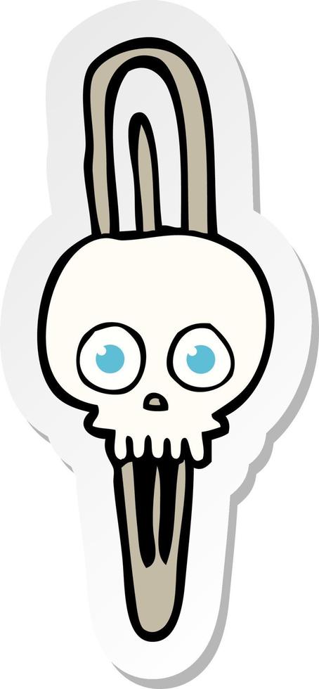 pegatina de una horquilla de calavera de dibujos animados vector