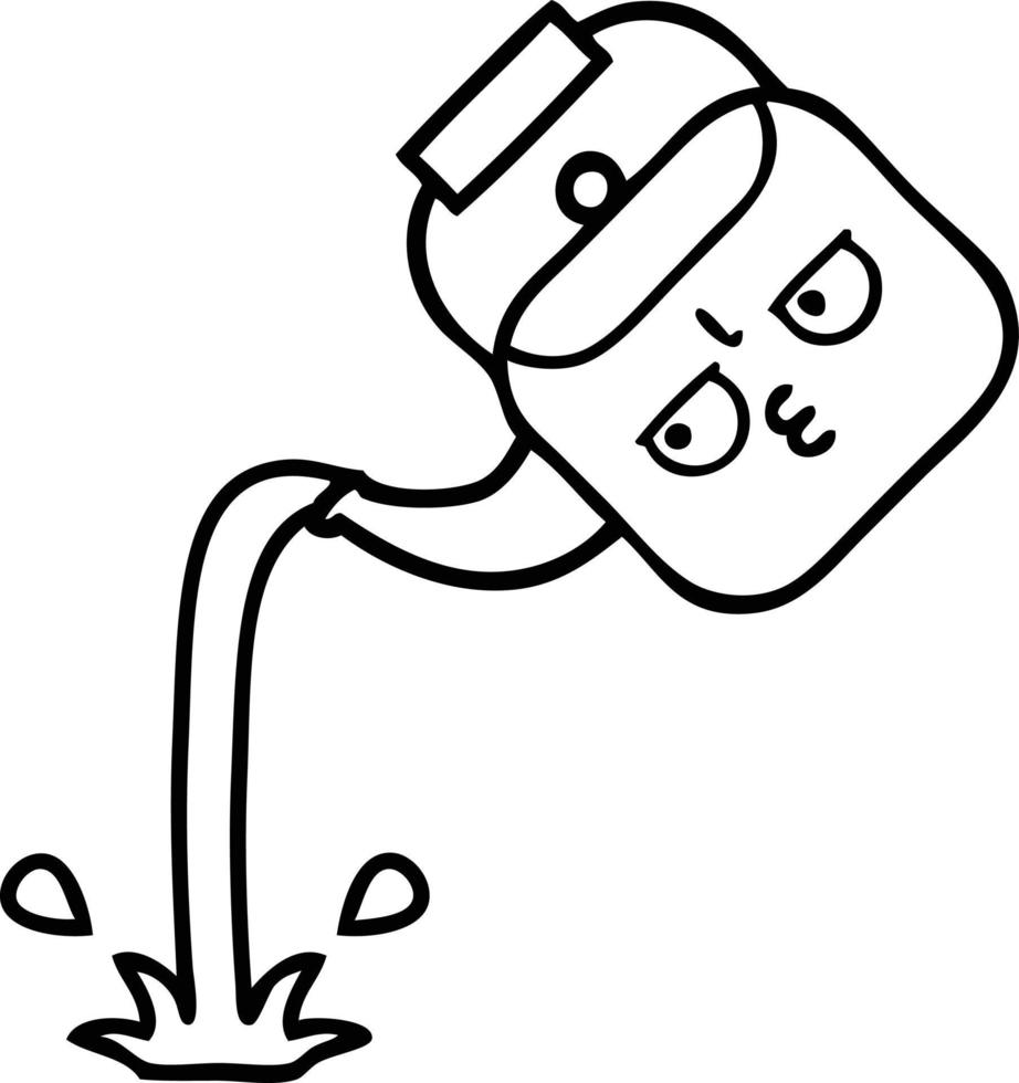 line drawing cartoon pouring kettle vector