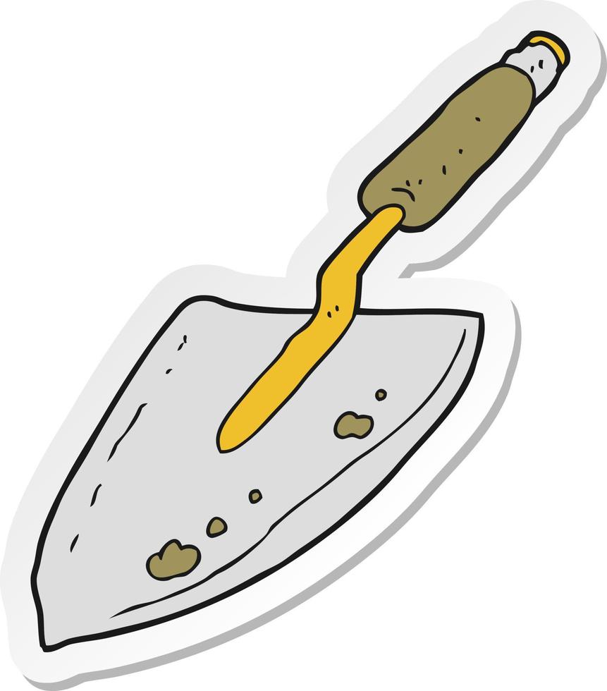 sticker of a cartoon garden trowel vector