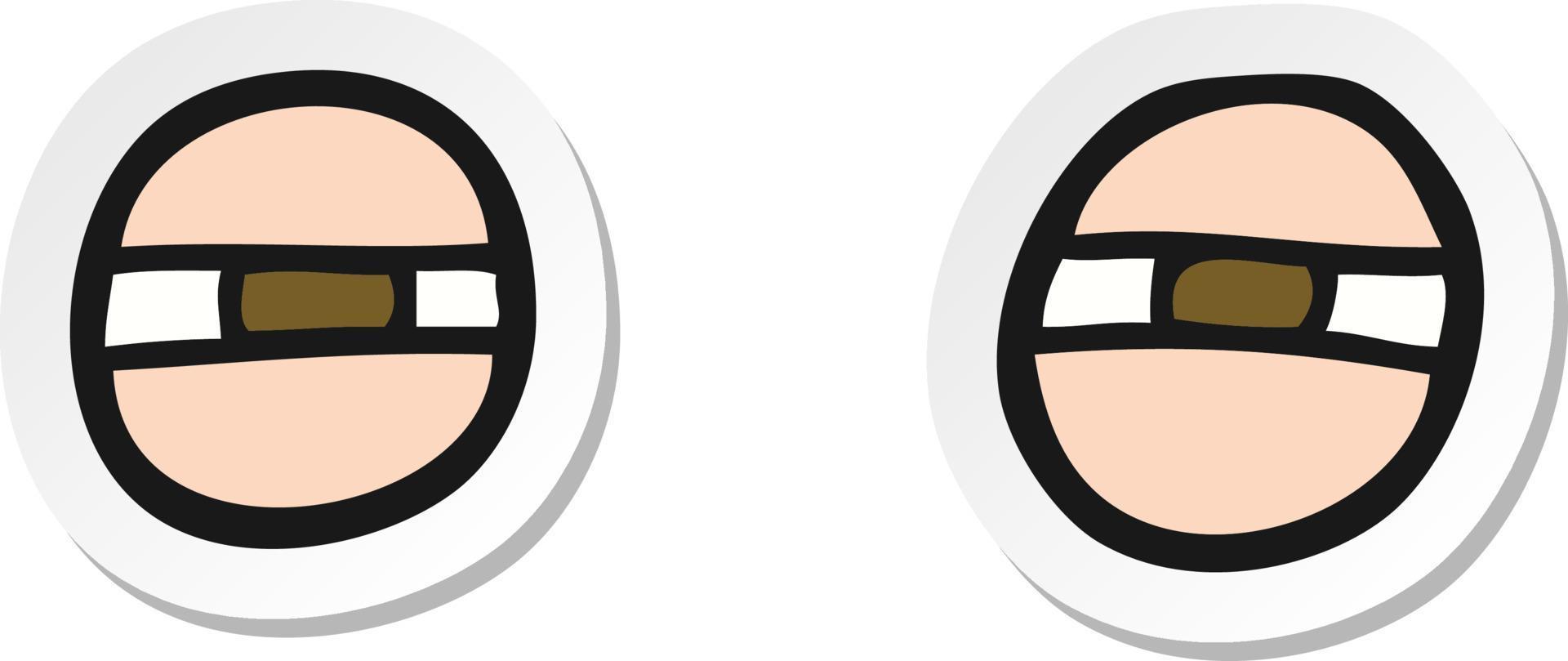 sticker of a cartoon suspicious eyes vector