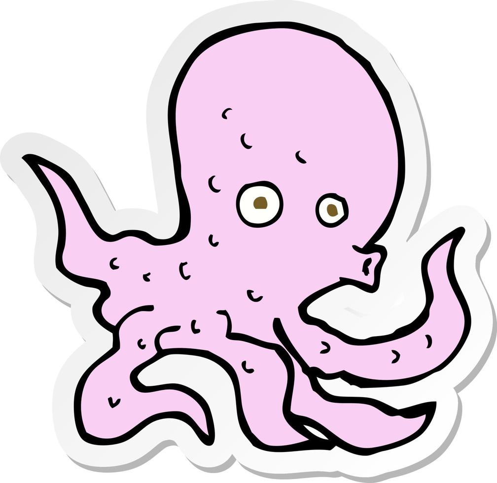 sticker of a cartoon octopus vector