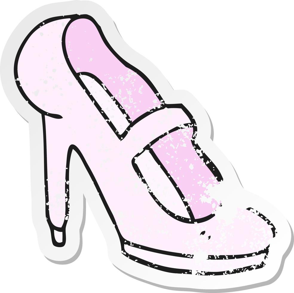 retro distressed sticker of a cartoon high heeled shoe vector