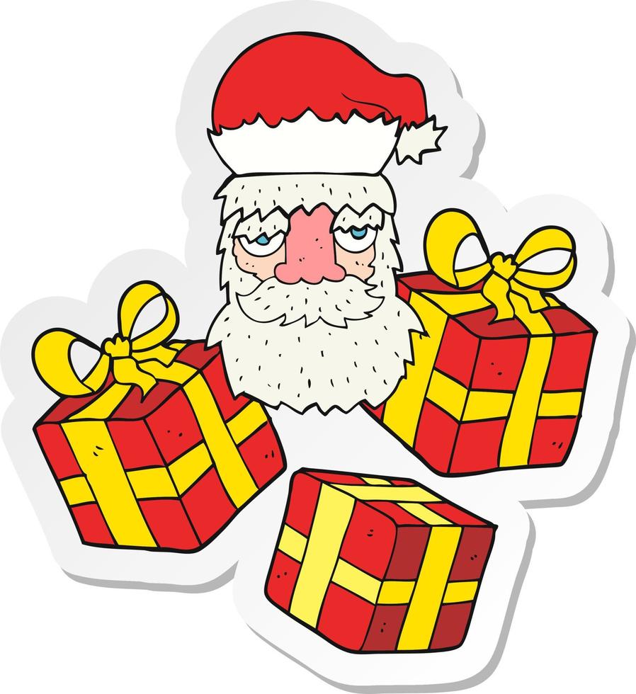 sticker of a cartoon tired santa claus face with presents 10764797 Vector Art at Vecteezy sticker of a cartoon tired santa claus face with presents 10764797 Vector Art at Vecteezy
