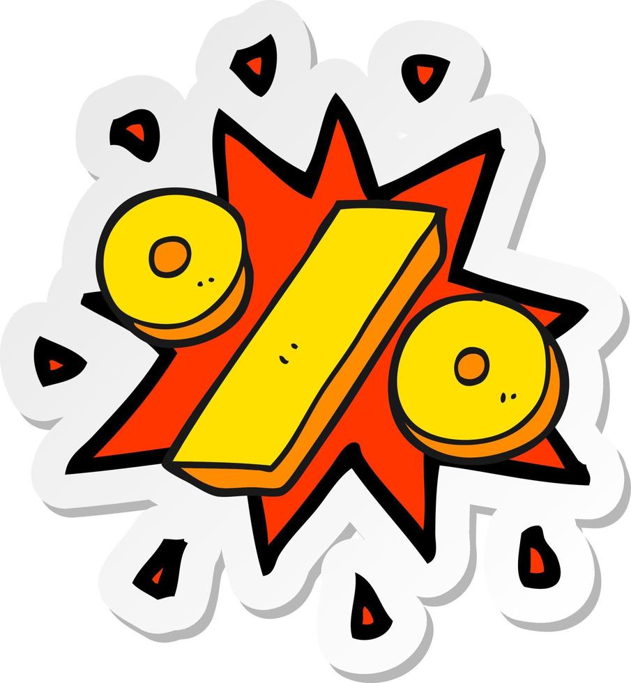 sticker of a cartoon percentage symbol vector