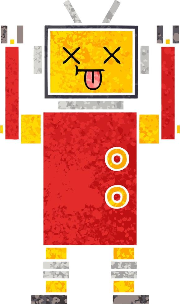 retro illustration style cartoon robot vector