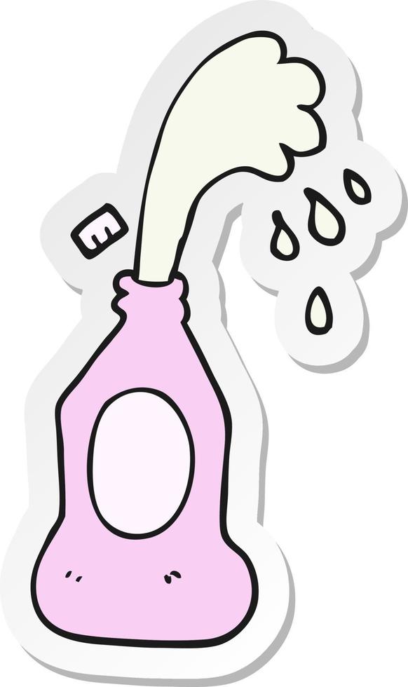sticker of a cartoon squirting lotion bottle vector
