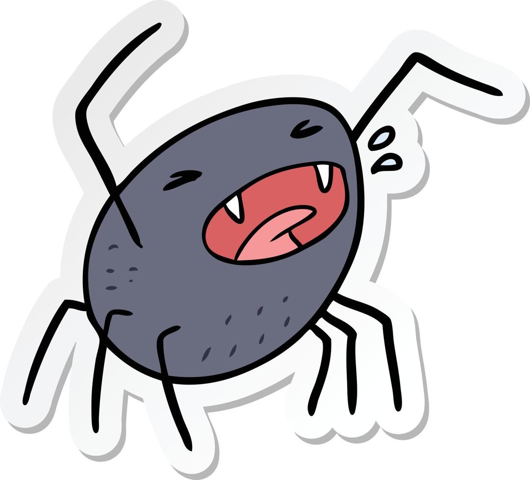 sticker of a cartoon spider vector