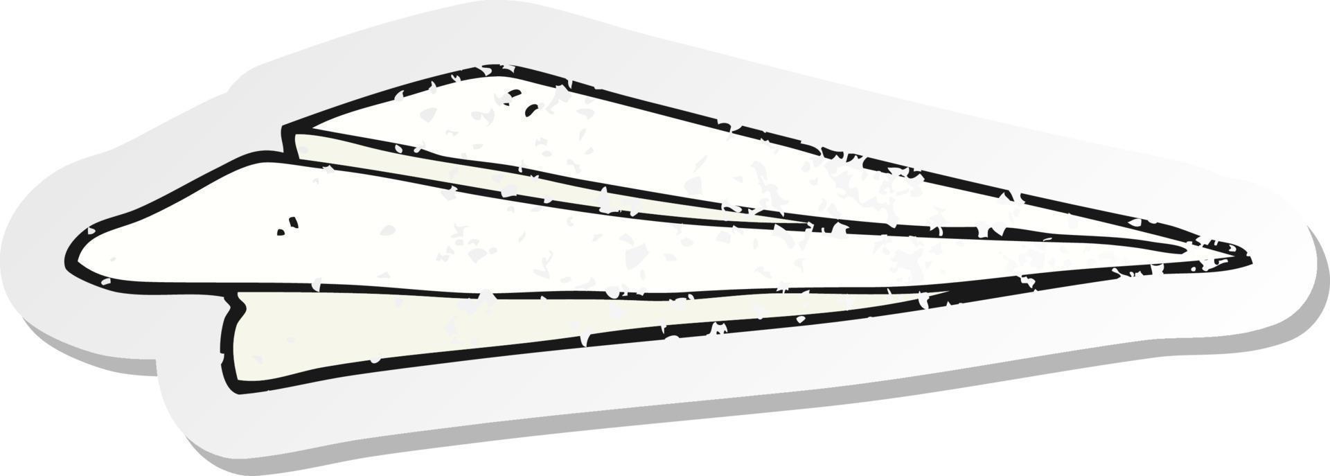 retro distressed sticker of a cartoon paper airplane vector
