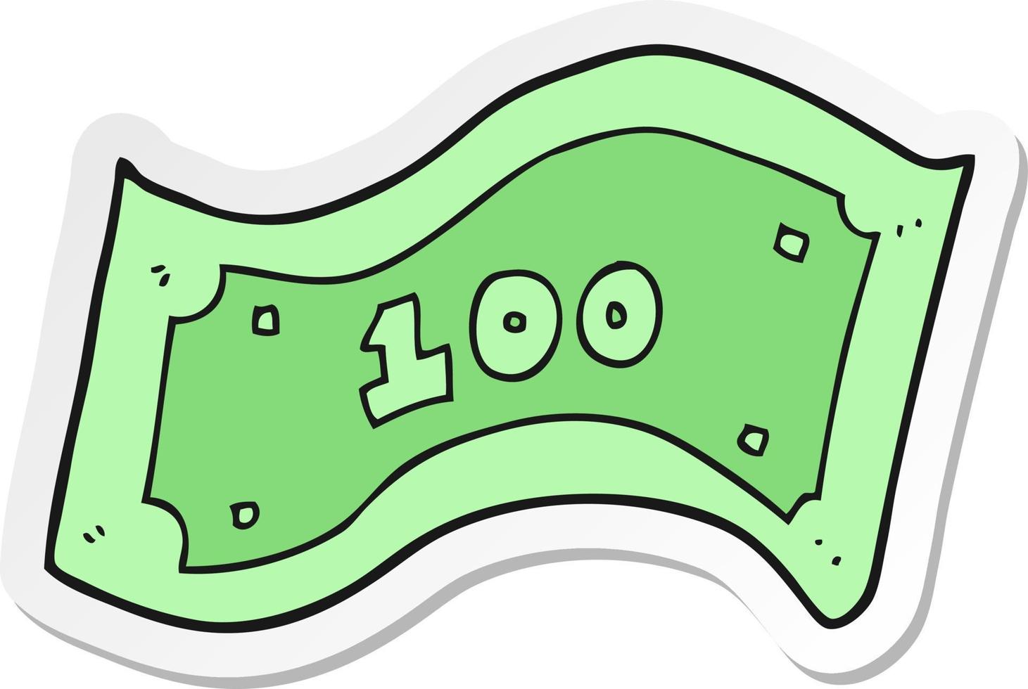 sticker of a cartoon 100 dollar bill vector