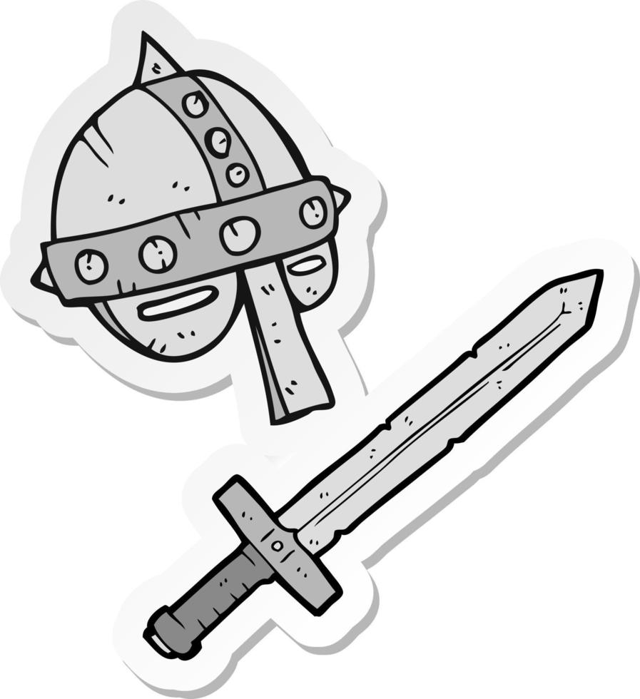 sticker of a cartoon medieval helmet vector