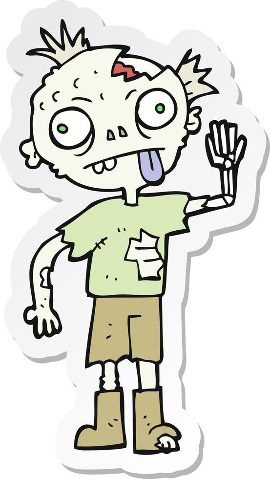 sticker of a cartoon zombie vector