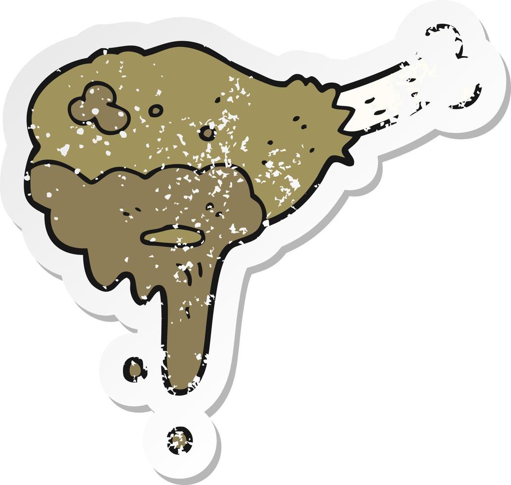 retro distressed sticker of a cartoon meat vector