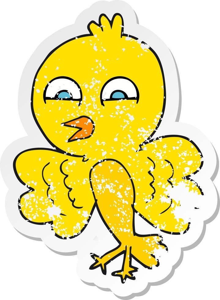 retro distressed sticker of a cartoon bird vector